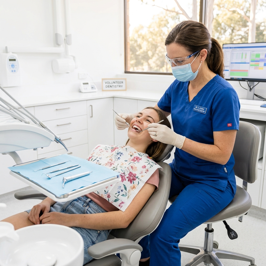 Professional dental care being provided